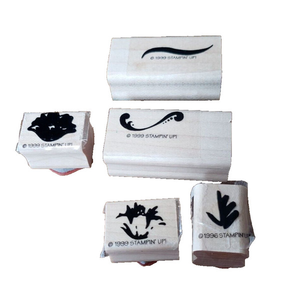 Lot of 5 Stampin Up! Various Inked Shapes Rubber Stamps - Picture 1 of 16